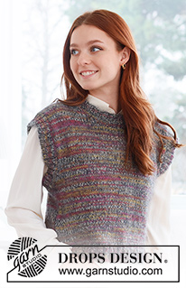 Fairytale / DROPS 237-42 - Knitted vest in 1 strand DROPS Fabel and 1 strand Kid-Silk. The piece is worked bottom up with diagonal shoulders. Sizes S - XXXL.