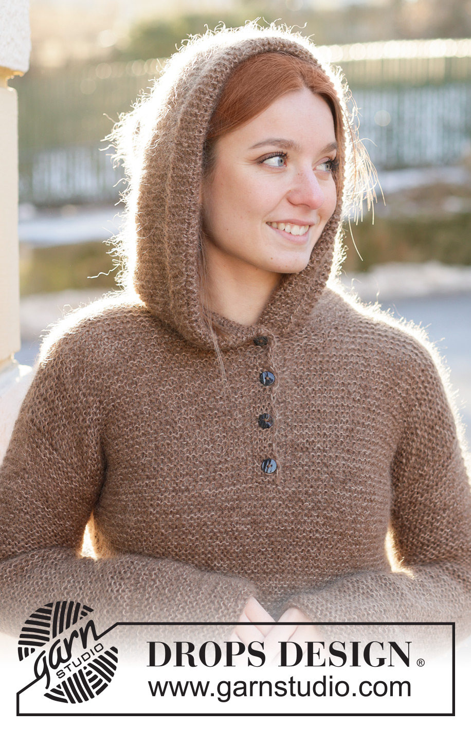 Woodland Pixie / DROPS 237-5 - Knitted sweater with hood in DROPS Nord and DROPS Kid-Silk. Piece is knitted bottom up in garter stitch with vent in the neck and vents in the sides. Size: S - XXXL