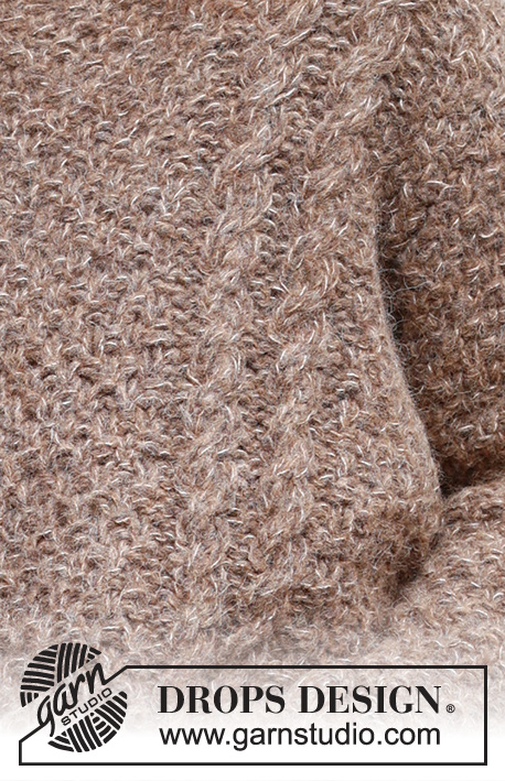 Chestnut Street / DROPS 237-6 - Knitted jumper in DROPS Air and DROPS Brushed Alpaca Silk. The piece is worked bottom up, with cables and double moss stitch. Sizes XS - XXL.