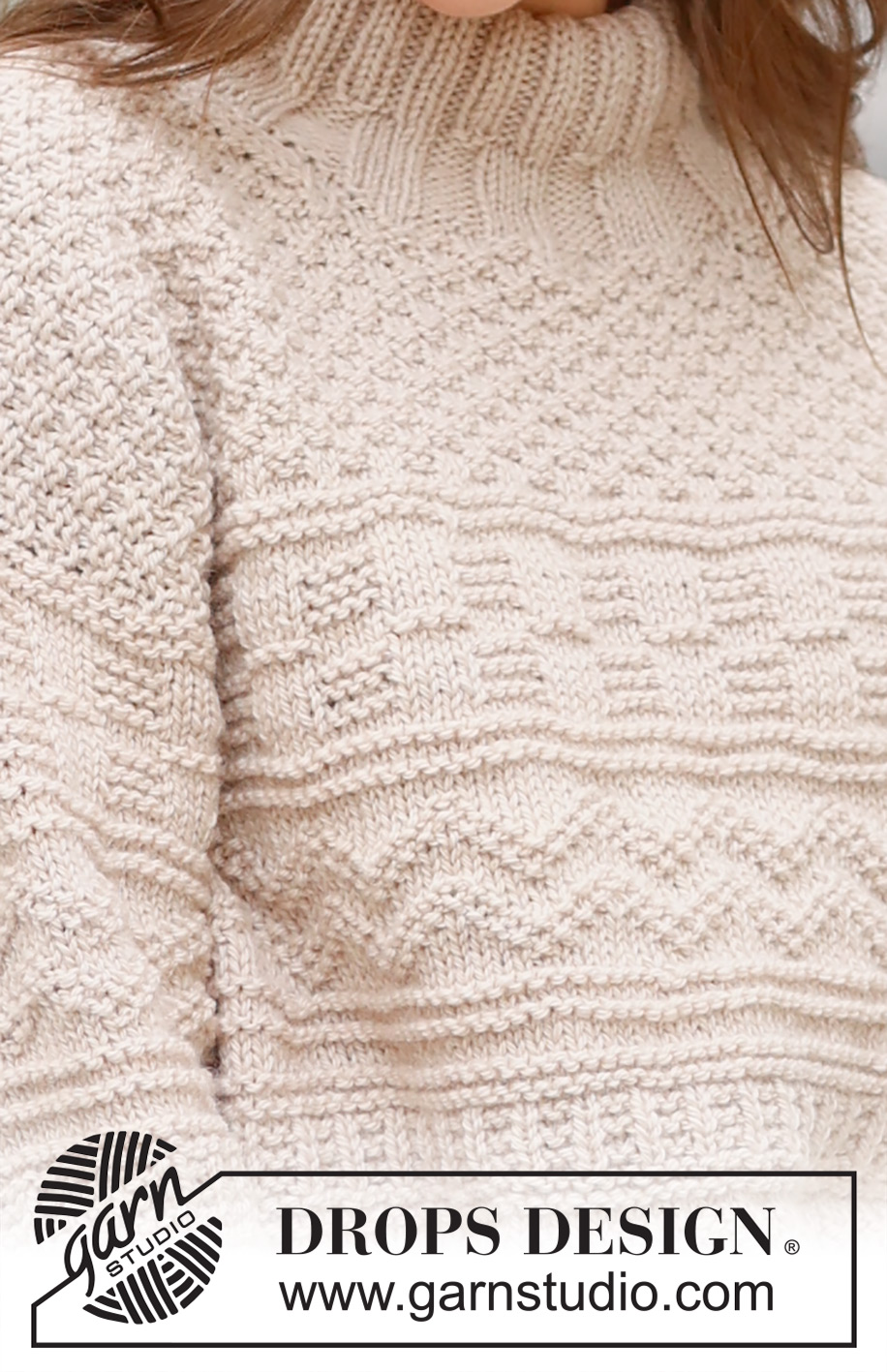 Around Town / DROPS 237-7 - Knitted sweater in DROPS Alaska or DROPS Big Merino. Piece is knitted bottom up with relief pattern and double neck edge. Size XS – XXL.