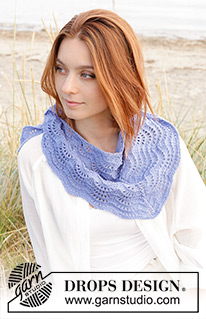 Lavender Waves / DROPS 238-13 - Gebreide omslagdoek in DROPS BabyMerino. Het werk wordt van boven naar beneden gebreid met golfpatroon.