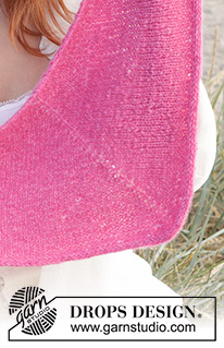Strawberry Blush / DROPS 238-15 - Knitted shawl in DROPS Air. The piece is worked top down in stocking stitch, with an I-cord edge.