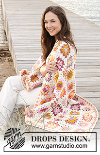 Country Quilt / DROPS 238-3 - Manta a ganchillo con cuadrados granny en DROPS Paris.