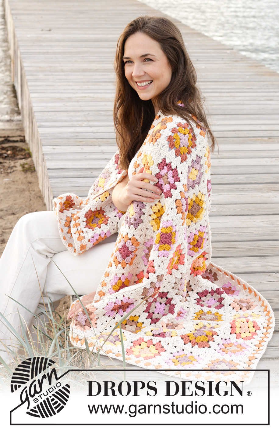 Country Quilt / DROPS 238-3 - Manta a ganchillo con cuadrados granny en DROPS Paris.
