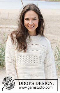 Tip of the Iceberg / DROPS 239-1 - Knitted sweater in DROPS Cotton Merino or DROPS Sky and DROPS Kid-Silk. The piece is worked bottom up, with relief-pattern, lace pattern and splits in the sides. Sizes S - XXXL.