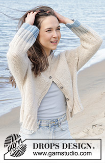 Rising Blue Tide Cardigan / DROPS 239-19 - Gestrickte Jacke in 1 Faden DROPS Soft Tweed und 1 Faden DROPS Kid-Silk. Die Arbeit wird von oben nach unten mit Raglan und doppelter Halsblende gestrickt. Größe S - XXXL.