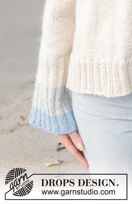 Rising Blue Tide Cardigan / DROPS 239-19 - Gestrickte Jacke in 1 Faden DROPS Soft Tweed und 1 Faden DROPS Kid-Silk. Die Arbeit wird von oben nach unten mit Raglan und doppelter Halsblende gestrickt. Größe S - XXXL.