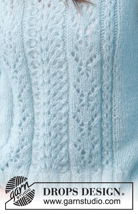 Restful River / DROPS 239-2 - Knitted jumper in DROPS Air. Piece is knitted bottom up with lace pattern Size: S - XXXL.