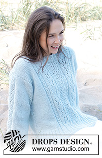 Restful River / DROPS 239-2 - Knitted jumper in DROPS Air. Piece is knitted bottom up with lace pattern Size: S - XXXL.
