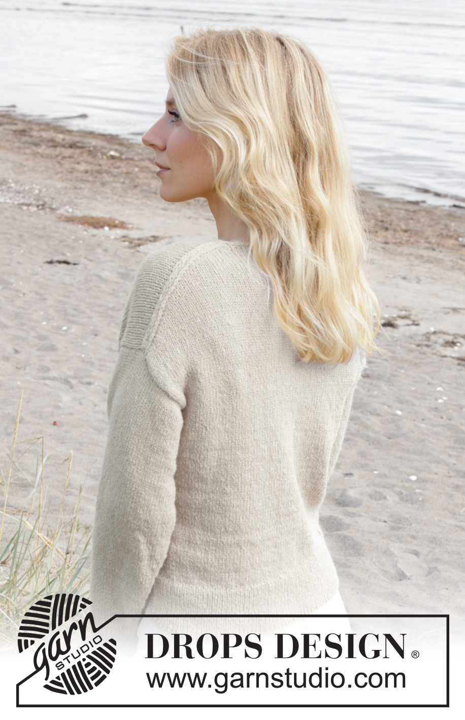 Idle Summer / DROPS 239-30 - Knitted jumper in DROPS Sky or DROPS Daisy. Piece is knitted top down with European shoulder / diagonal shoulder, V-neck and i-cord. Size: S - XXXL