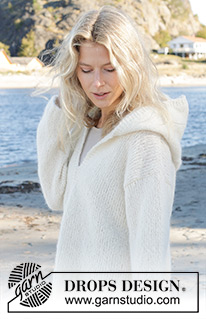 Ever Ready / DROPS 239-6 - Strikket genser i DROPS Melody. Arbeidet strikkes nedenfra og opp med isydde ermer, splitt i halsen og hette. Størrelse S - XXXL.