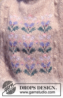 Happiness is Heather / DROPS 24-13 - Knitted jumper in DROPS Vienna or Melody with flower pattern in Alpaca.