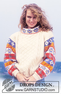 Springs on the Sleeve / DROPS 24-18 - DROPS jumper with patterned sleeves in “Alaska”.