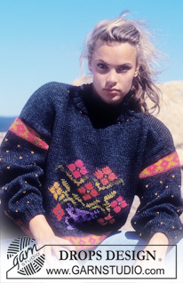 Gardeners Glory / DROPS 24-20 - DROPS jumper with flower pattern mid front in “Alaska”.
