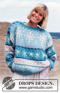 Flake Fantasy / DROPS 24-22 - DROPS jumper with ice crystal pattern in “Alaska” and “Vienna”. 
