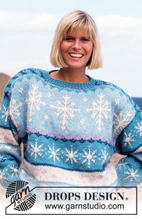 Flake Fantasy / DROPS 24-22 - DROPS jumper with ice crystal pattern in “Alaska” and “Vienna”. 