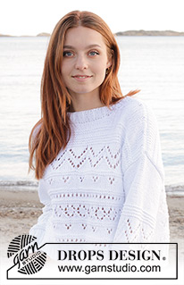 Frosted Mountains Sweater / DROPS 240-16 - Pull tricoté de bas en haut, avec point ajouré, en DROPS Paris ou DROPS Bomull-Lin. Du S au XXXL.