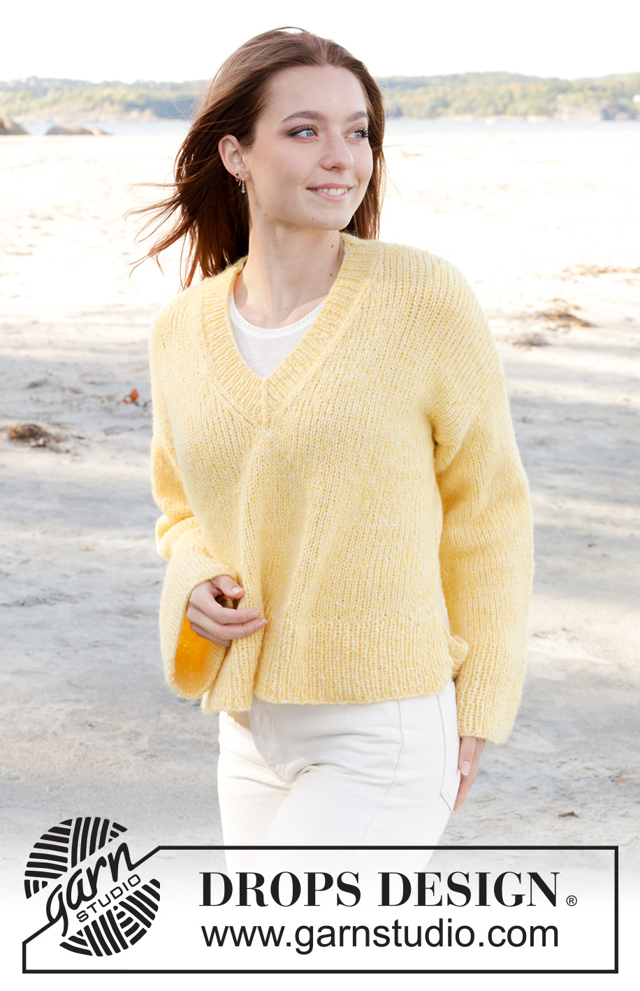 Free to Be / DROPS 240-17 - Knitted sweater in DROPS Air. The piece is worked bottom up with V-neck. Sizes S - XXXL.