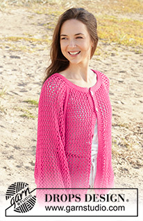 Feel the Beat Cardigan / DROPS 240-25 - Chaqueta de punto en DROPS Cotton Light. La pieza está tejida de arriba hacia abajo con raglán y patrón de calados. Tallas XS – XXL.