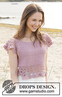 Country Belle Top / DROPS 240-30 - Top crocheté de haut en bas, avec volants, en DROPS Belle.  Du S au XXXL