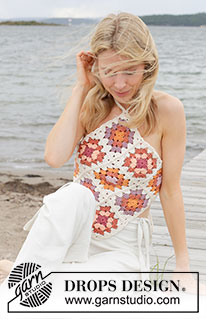 Tic Tac Toe Top / DROPS 240-31 - Top crocheté en DROPS Paris. Se compose de carrés. Du S au XXL.