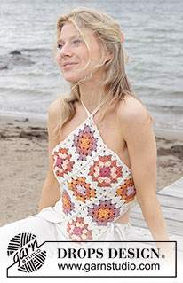 Tic Tac Toe Top / DROPS 240-31 - Top crocheté en DROPS Paris. Se compose de carrés. Du S au XXL.
