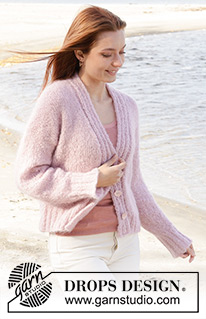 Climbing Rose Cardigan / DROPS 240-6 - Strikket jakke i DROPS Melody. Arbeidet strikkes nedenfra og opp med glattstrikk og v-hals. Størrelse XS - XXL.
