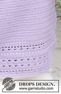 Scent of Lilac / DROPS 241-12 - Top crocheté de haut en bas avec point ajouré, en DROPS Safran. Du S au XXXL.