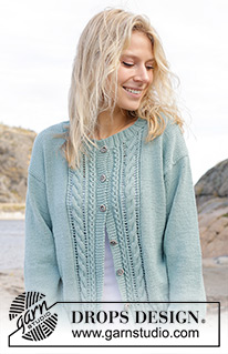 Celtic Harmony Cardigan / DROPS 241-18 - Gebreid vest in DROPS Merino Extra Fine of DROPS Cotton Merino. Het werk wordt van onder naar boven gebreid met kabels en kantpatroon. Maat: S - XXXL