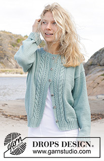 Celtic Harmony Cardigan / DROPS 241-18 - Gebreid vest in DROPS Merino Extra Fine of DROPS Cotton Merino. Het werk wordt van onder naar boven gebreid met kabels en kantpatroon. Maat: S - XXXL