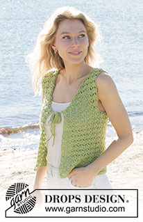 Boogie Nights Vest / DROPS 241-24 - Gehaakte top in DROPS Cotton Merino. Het werk wordt van onder naar boven gehaakt met waaierpatroon. Maten S - XXXL.