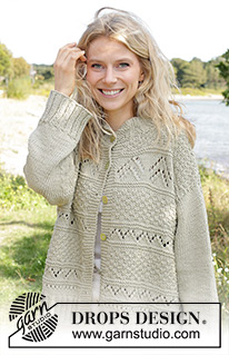 Mossy Mingle Cardigan / DROPS 241-25 - Gebreid vest in DROPS Paris. Het werk wordt van onder naar boven gebreid, met kant- en reliëfpatroon. Maten XS - XXL.
