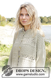 Mossy Mingle Cardigan / DROPS 241-25 - Gebreid vest in DROPS Paris. Het werk wordt van onder naar boven gebreid, met kant- en reliëfpatroon. Maten XS - XXL.