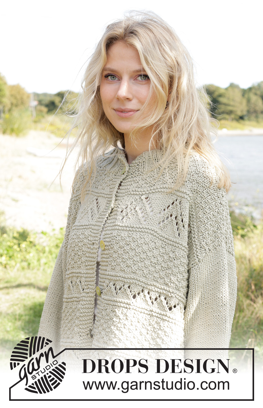 Mossy Mingle Cardigan / DROPS 241-25 - Gebreid vest in DROPS Paris. Het werk wordt van onder naar boven gebreid, met kant- en reliëfpatroon. Maten XS - XXL.