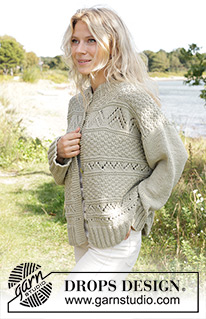 Mossy Mingle Cardigan / DROPS 241-25 - Gebreid vest in DROPS Paris. Het werk wordt van onder naar boven gebreid, met kant- en reliëfpatroon. Maten XS - XXL.