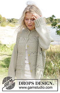 Mossy Mingle Cardigan / DROPS 241-25 - Gebreid vest in DROPS Paris. Het werk wordt van onder naar boven gebreid, met kant- en reliëfpatroon. Maten XS - XXL.