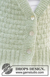 Scottish Thistle Cardigan / DROPS 241-5 - Knitted jacket in DROPS Alpaca and DROPS Kid-Silk. The piece is worked bottom up with relief-pattern and V-neck. Sizes XS - XXL.