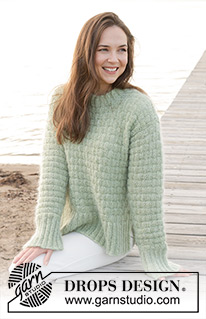 Scottish Thistle Sweater / DROPS 241-6 - Gebreide trui in DROPS Alpaca en DROPS Kid-Silk. Het werk wordt van onder naar boven gebreid met reliëfpatroon en ingenaaide mouwen. Maat XS – XXL.