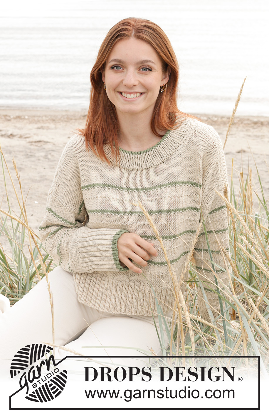 Promise of Spring / DROPS 241-7 - Knitted jumper in DROPS Belle or DROPS Merino Extra Fine. The piece is worked bottom up with stocking stitch, textured pattern, stripes and double neck. Sizes S - XXXL.