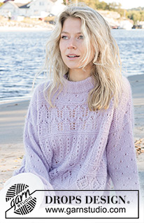 Fabled Harbour Sweater / DROPS 241-9 - Stickad tröja i DROPS Alpaca och DROPS Kid-Silk. Arbetet stickas nedifrån och upp med hålmönster. Storlek S - XXXL.