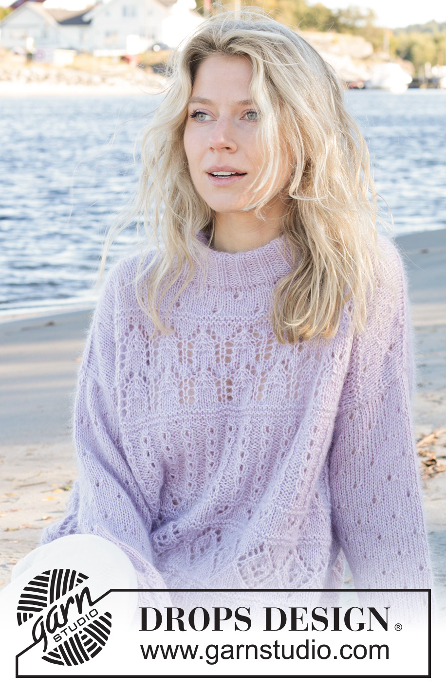 Fabled Harbour Sweater / DROPS 241-9 - Stickad tröja i DROPS Alpaca och DROPS Kid-Silk. Arbetet stickas nedifrån och upp med hålmönster. Storlek S - XXXL.