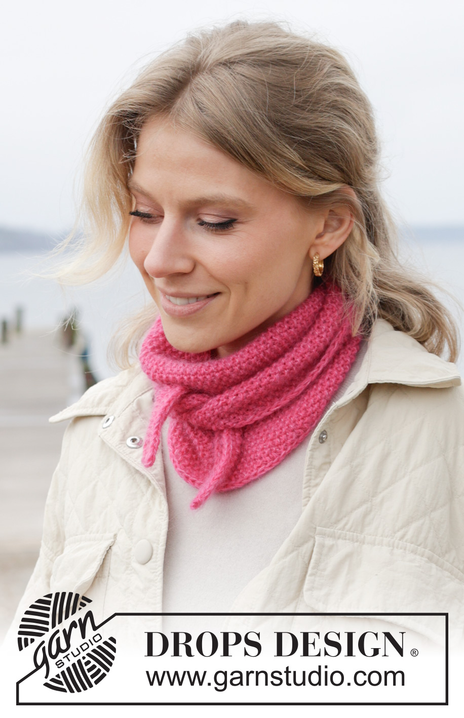 Pink-a-licious Shawl / DROPS 242-12 - Kötött kendő DROPS Baby Merino és DROPS Kid Silk fonalból. A darabot oldalirányban készítjük, rizsmintával.