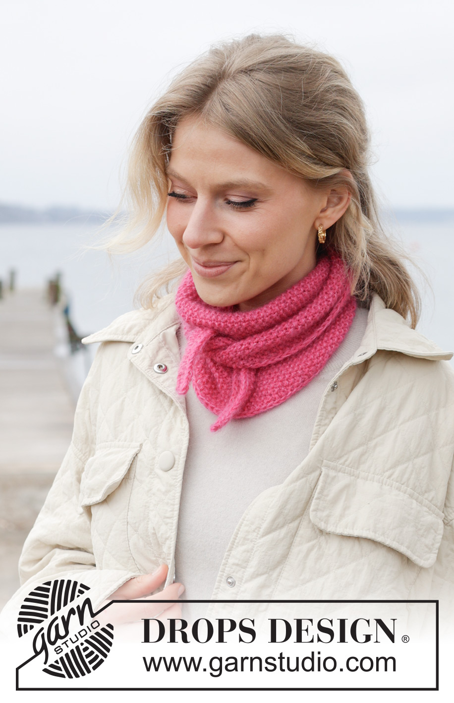 Pink-a-licious Shawl / DROPS 242-12 - Kötött kendő DROPS Baby Merino és DROPS Kid Silk fonalból. A darabot oldalirányban készítjük, rizsmintával.