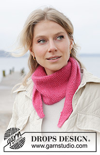 Pink-a-licious Shawl / DROPS 242-12 - Kötött kendő DROPS Baby Merino és DROPS Kid Silk fonalból. A darabot oldalirányban készítjük, rizsmintával.