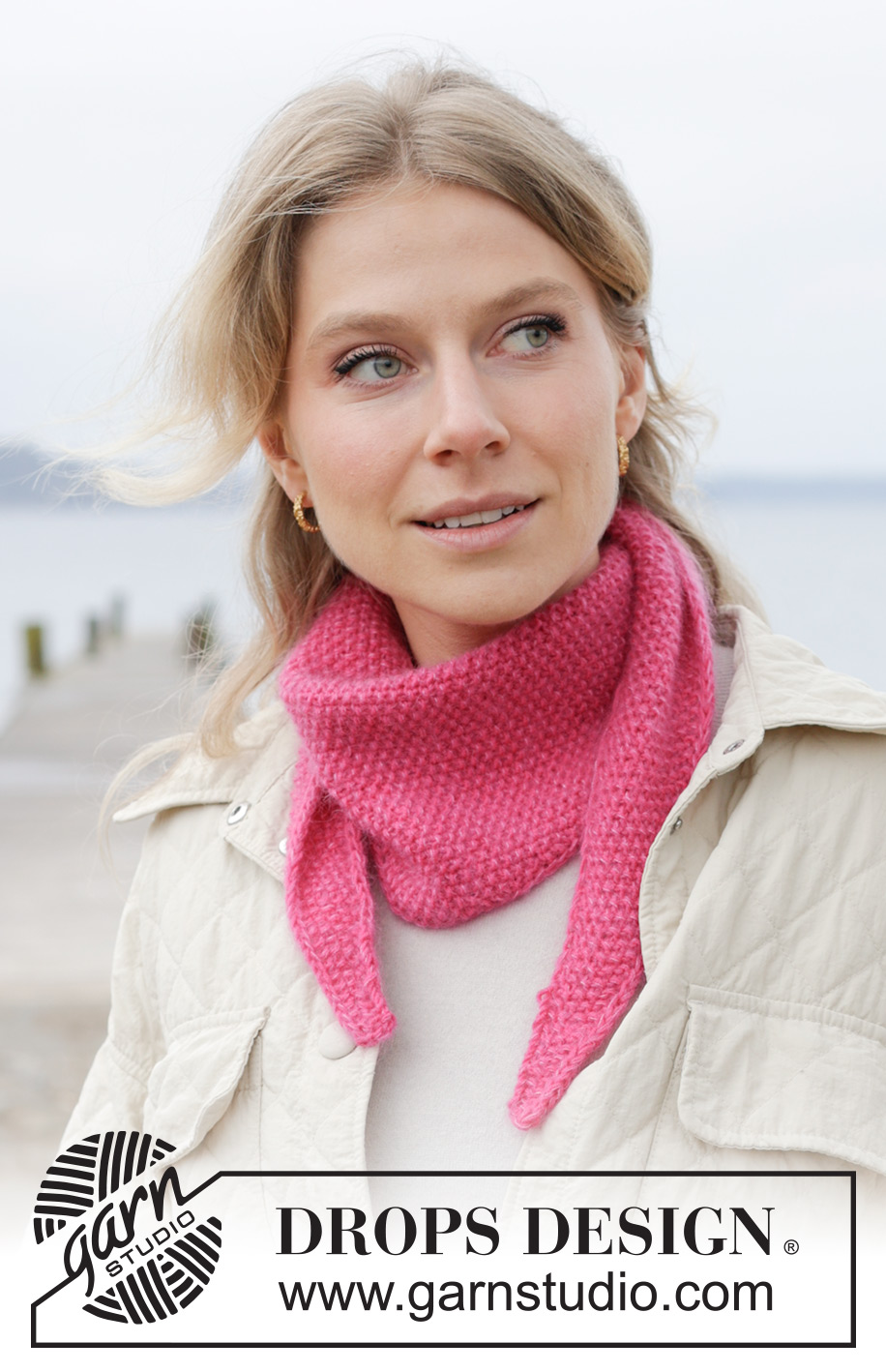 Pink-a-licious Shawl / DROPS 242-12 - Kötött kendő DROPS Baby Merino és DROPS Kid Silk fonalból. A darabot oldalirányban készítjük, rizsmintával.