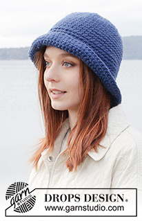 Cosy Mariner Hat / DROPS 242-13 - Gehäkelter Hut in DROPS Andes. Die Arbeit wird in Runden von oben nach unten mit festen Maschen gehäkelt.