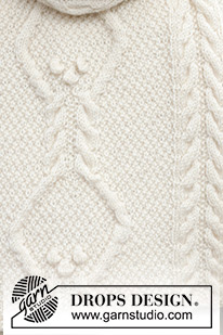 Streets of Vienna / DROPS 242-15 - Knitted scarf in DROPS Puna or DROPS Karisma. The piece is worked back and forth with cables and moss stitch.