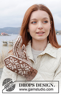 Snow Flake Mittens / DROPS 242-16 - Rukavice – palčáky s norským vzorem pletené z příze DROPS Nepal.