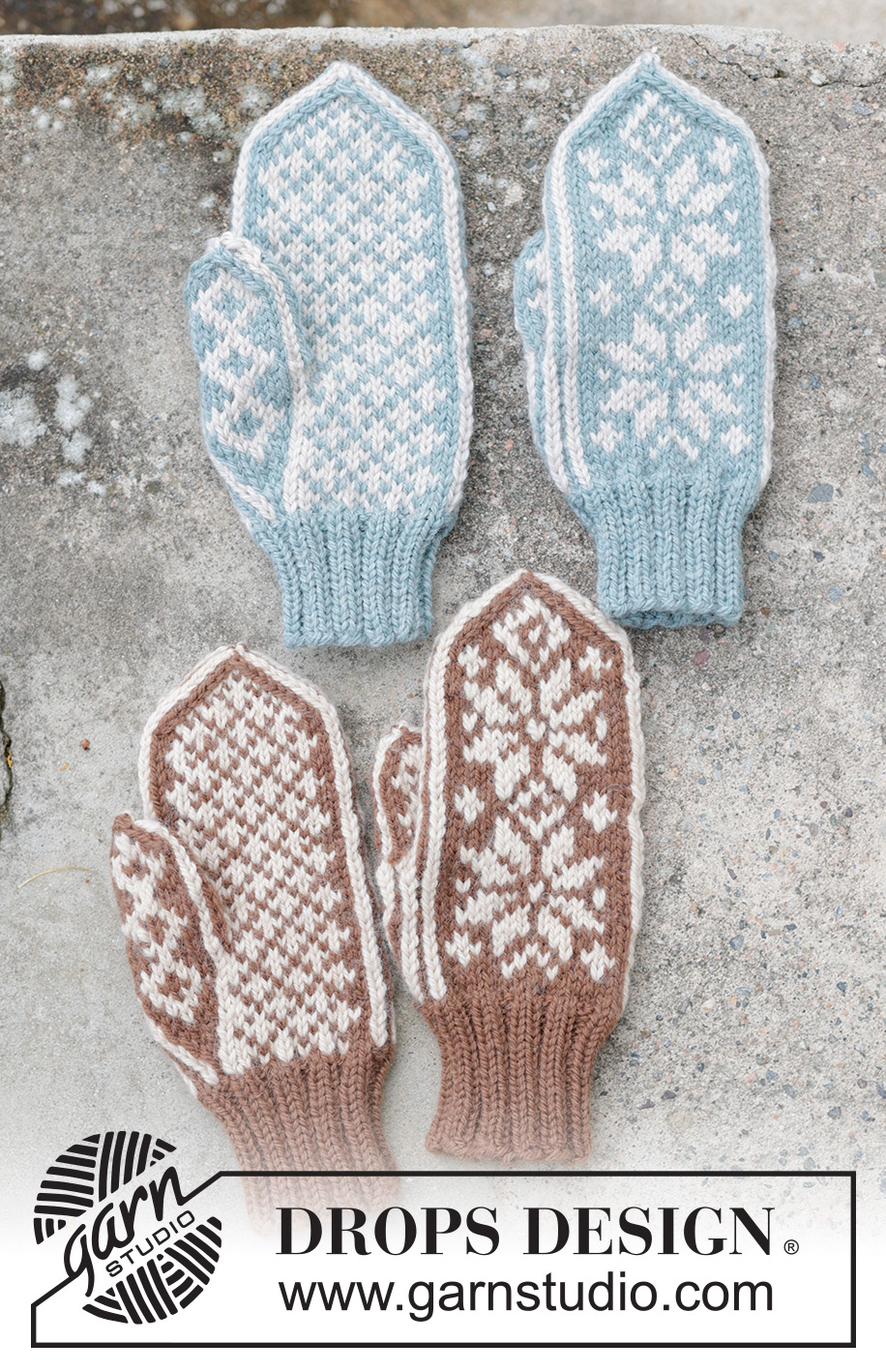 Snow Flake Mittens / DROPS 242-16 - Rukavice – palčáky s norským vzorem pletené z příze DROPS Nepal.