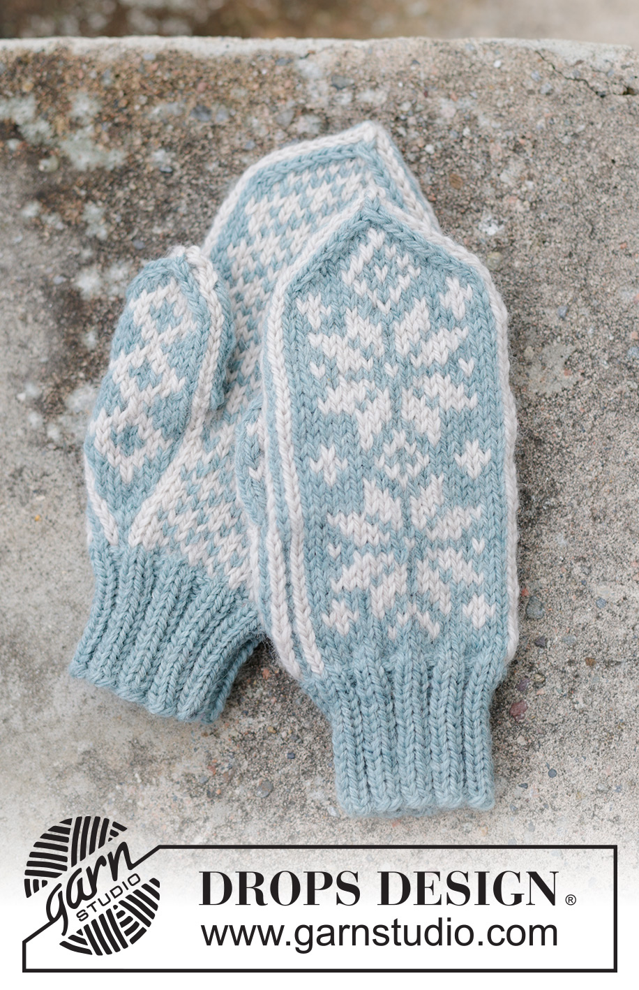 Snow Flake Mittens / DROPS 242-16 - Rukavice – palčáky s norským vzorem pletené z příze DROPS Nepal.